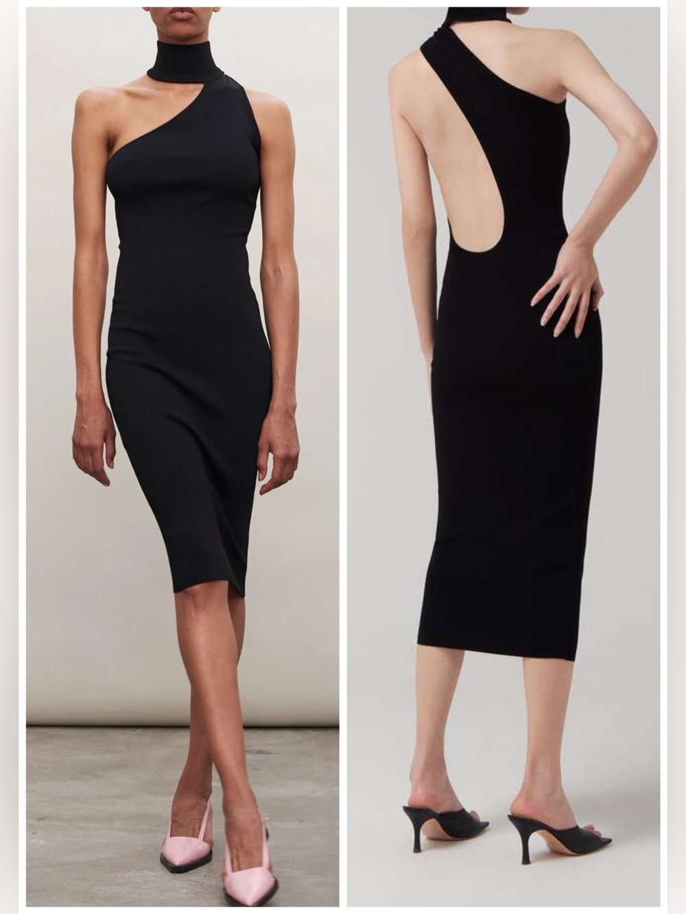 NWT Solace London Aria Midi Dress Black Halter Choker Cut Out Back Sz L